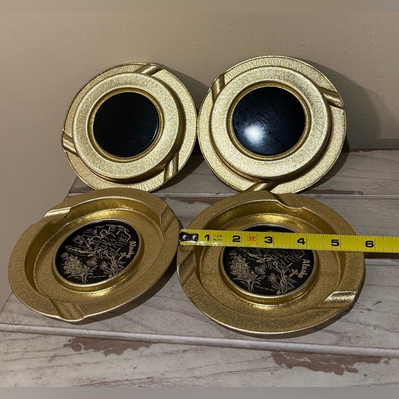 MCM Alaska Gold Toned Aluminum Souvenir Ashtrays Set of 4 - Picture 6 of 6